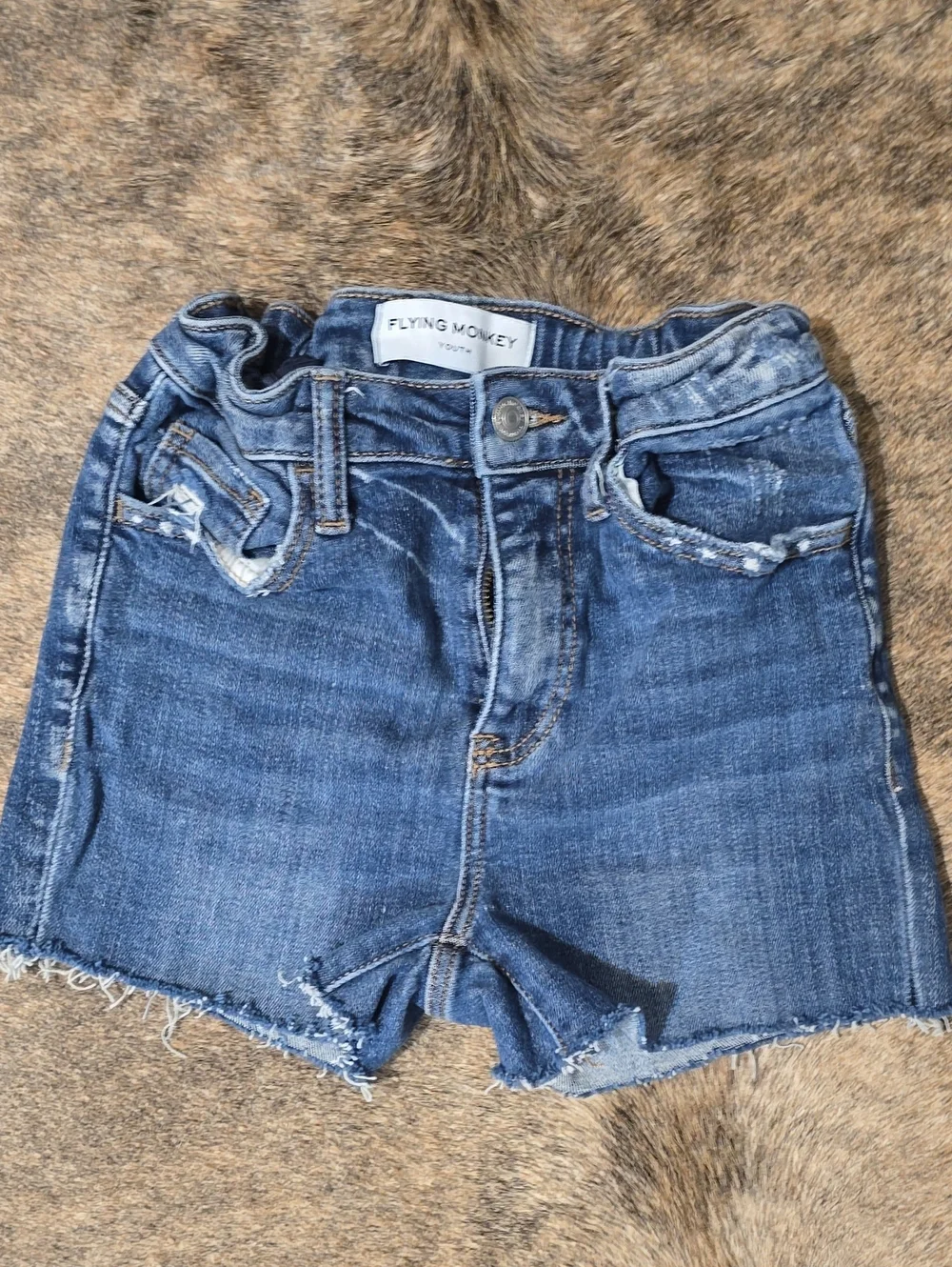 Flying Monkey Distressed Blue Denim Cutoff Shorts Girls 14